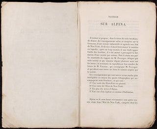 Notice Sur Alpina. Terres Situées dans les Comtes de Jefferson et de Lewis, Etat de New-York