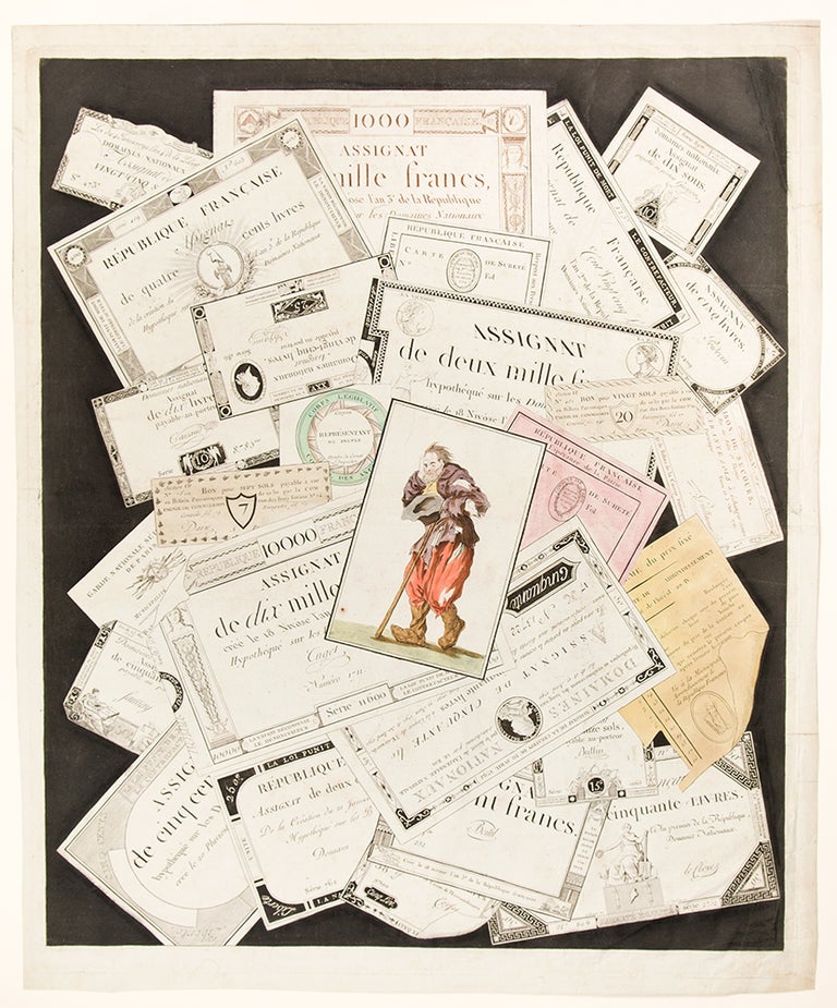 Item #3787 [Trompe l'oeil of paper money and other printed financial ephemera]. After Nicolas Marie GATTEAUX.