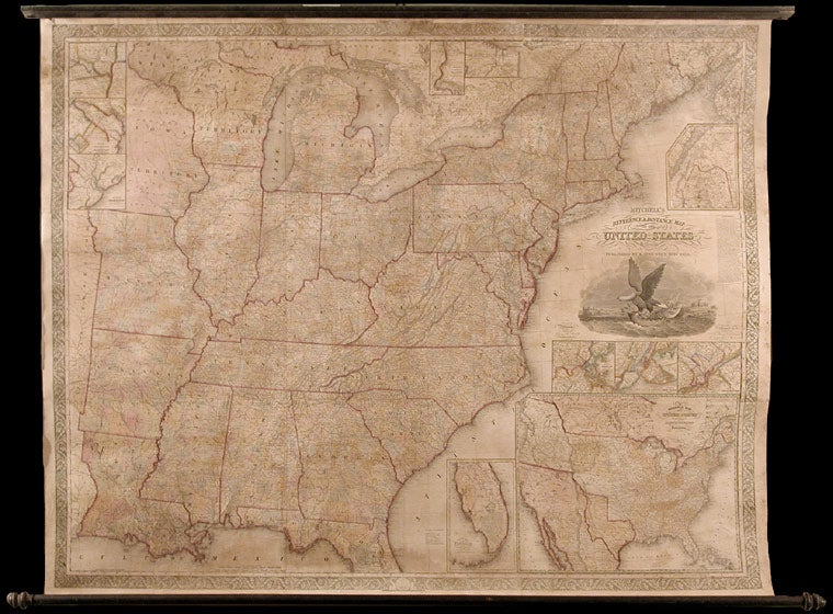 Item #4885 Mitchell's Reference and Distance Map of the United States. S. Augustus MITCHELL, James H. YOUNG, fl.