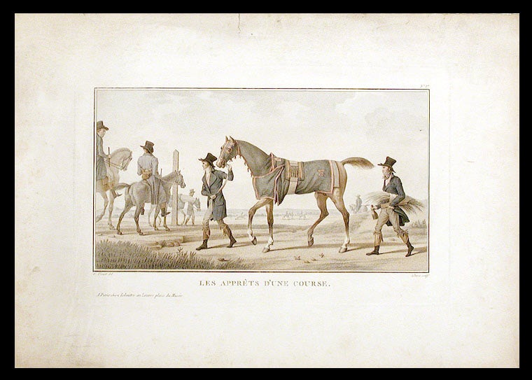 Item #5242 Les Jockeys montés; Les Apprèts d'une course. After Carle VERNET, Antoine-Charles-Horace.