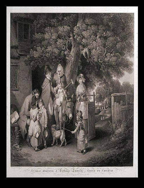 Item #6516 Sunday morning A Cottage Family going to church. After William Redmore BIGG.