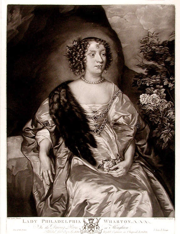 Item #7572 Lady Philadelphia Wharton. Robert after Anthony VAN DYCK DUNKARTON, 1744-c. 1810.
