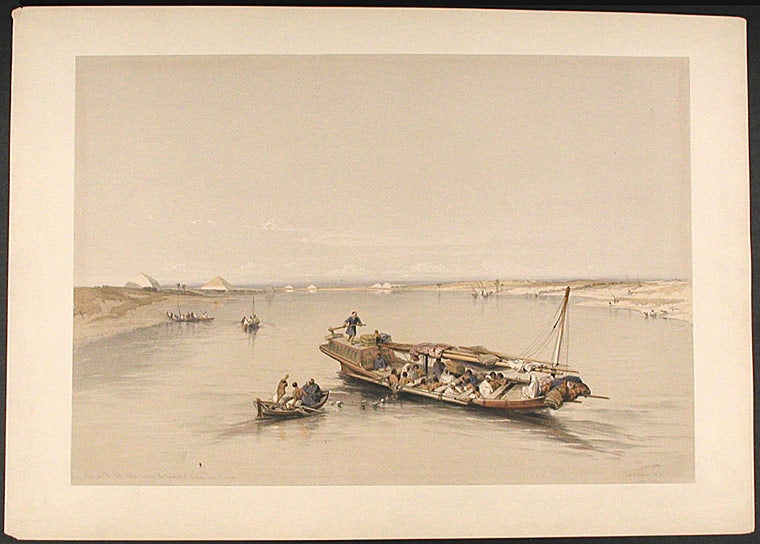 Item #7894 View of the Nile Looking Towards the Pyramids of Dashour and Saccara. After David ROBERTS.