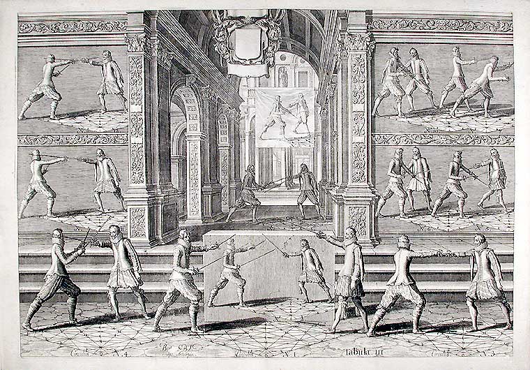 Item #10052 Plate from 'Academie de l'Espee'. Girard - Nicolas Petri LASTMAN THIBAULT, d. 1625.