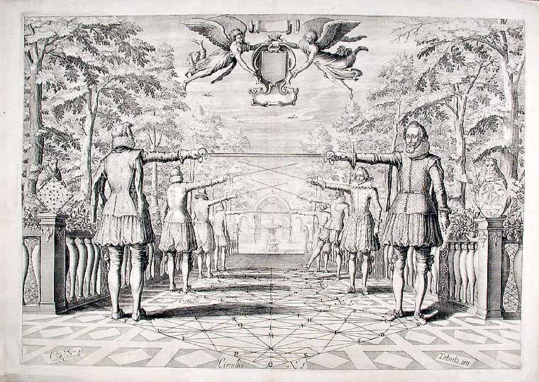 Item #10054 Plate from 'Academie de l'Espee'. Girard - Nicolus Petri LASTMAN THIBAULT, d. 1625.