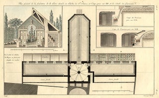 Item #10764 Plan général de la fondation de la Serre chaude au Jardin de St. James, et Coupe...