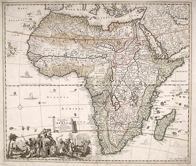 Item #12522 [Africa] Accuratissima Totius Africae Tabula in Lucem Producia Per Tacobum de Sandrart Norimbergae. Jacob von SANDRART, Johann Baptist HOMMAN.
