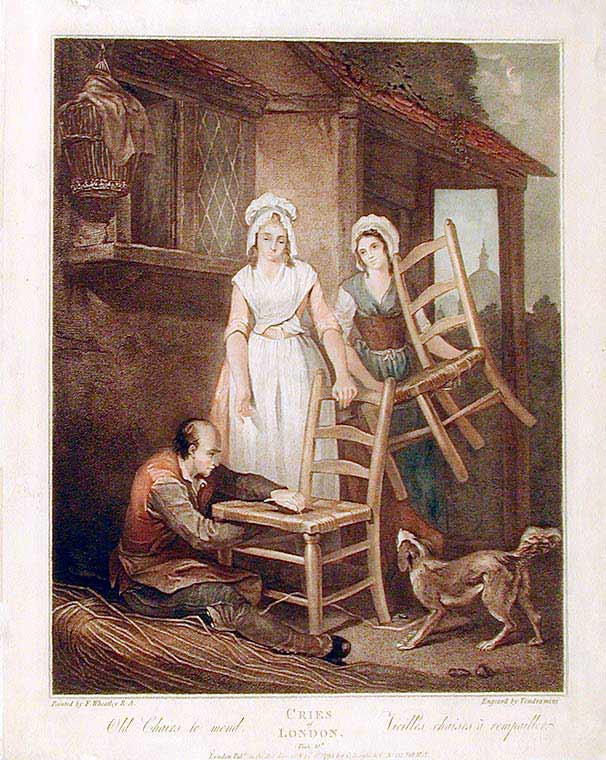 Item #12685 Cries of London, Plate 10, Old Chairs to Mend. Francis WHEATLEY, Giovanni VENDRAMINI.