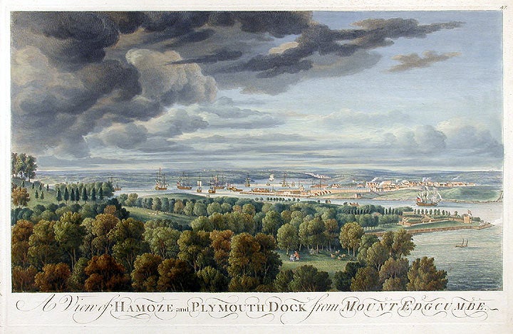 Item #13499 A View of Hamoze and Plymouth Dock from Mount Edgcumbe. James after George LAMBERT MASON, Samuel SCOTT, Coplestone Warre BAMBPFYLDE, 1710-c.1786, 1710?-1772, d.1791.