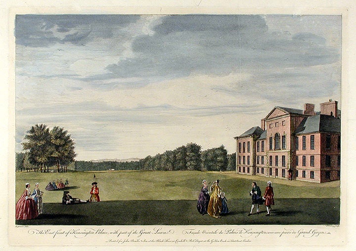 Item #13890 The East front of Kensington Palace, with part of the Great Lawn / Façade Orientale du Palais de Kensington, avec une partie du Grand Gazone. John after Anthony HIGHMORE TINNEY, d. 1761.
