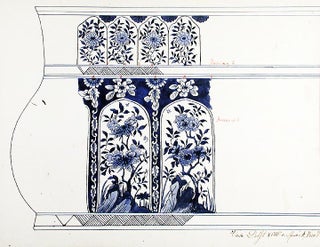 Item #13938 An original design for a porcelain Delft vase. SAMSON, CO, designers