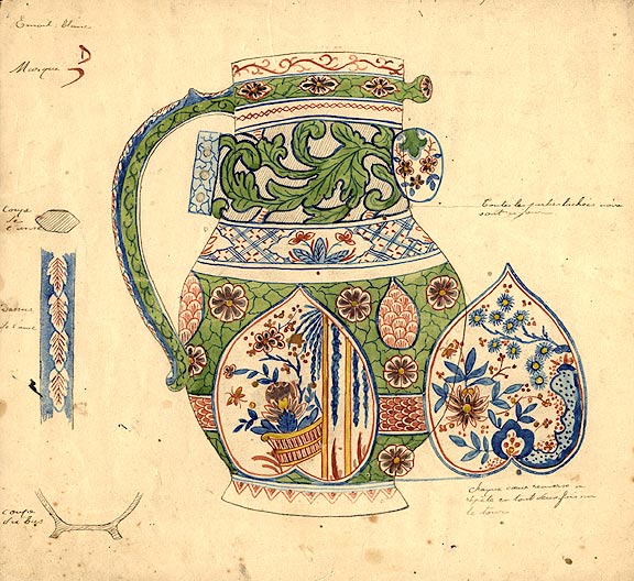 Item #14128 An original design for a porcelain pitcher. SAMSON, CO, designers.