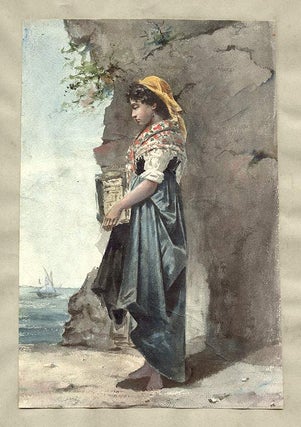 Item #14515 Italian Peasant Woman in Scenic Landscape. ANONYMOUS