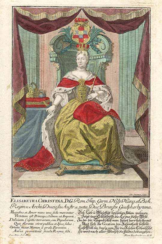 Item #14742 Elisabetha Christina, D. G. Martin ENGELBRECHT, STEUTTNER, portrait of, QUEEN OF PRUSSIA Elisabeth Christine.