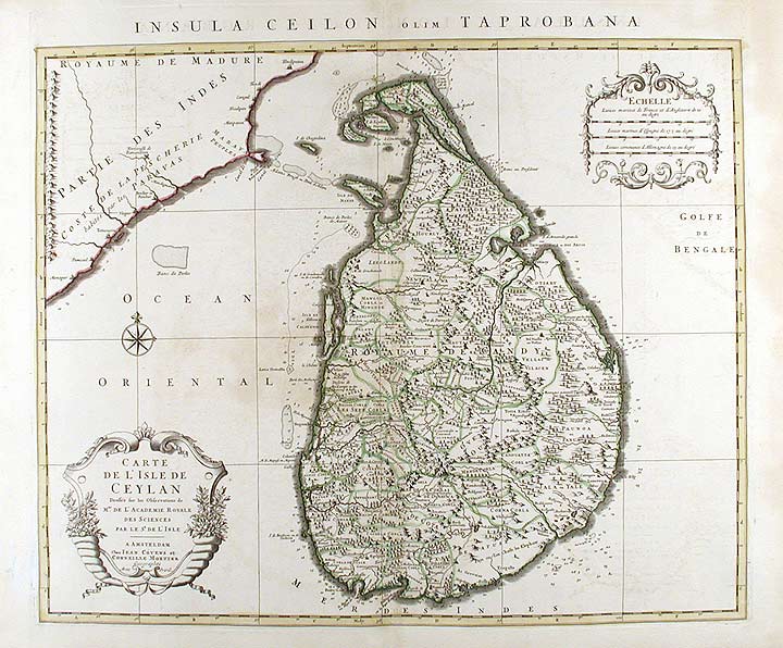 Item #15045 [Sri Lanka] Insula Ceilon olim Taprobana. Carte de L'Isle de Ceylan. Guillaume DE L'ISLE, COVENS, MORTIER.