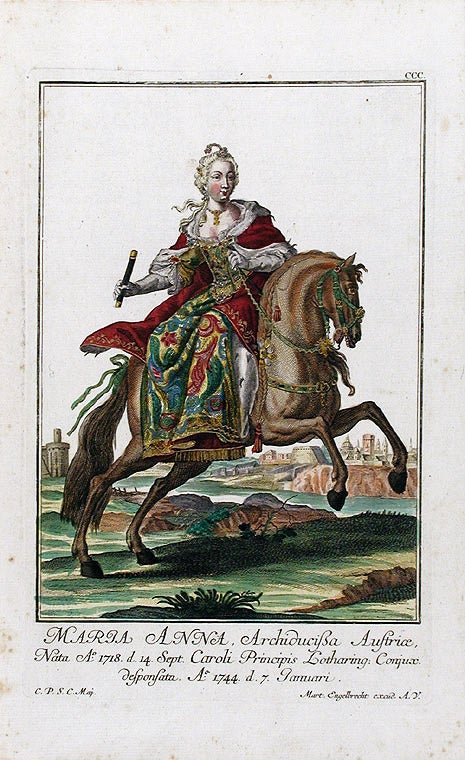 Item #15093 Maria Anna, Archiducissa Austriæ, Nata Ao. 1718 d. 14 Sept. Caroli Principis Lotharing. Conjux. desponsata Ao. 1744. d. 7. Januari. Martin ENGELBRECHT.