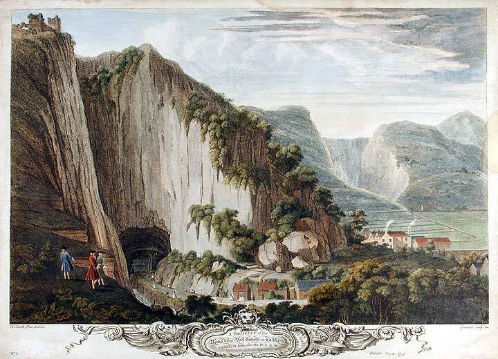 Castleton Uk Geologic Rocks A Prospect of the Rocks & that Salt Cavern at Castleton call'd Peak ...