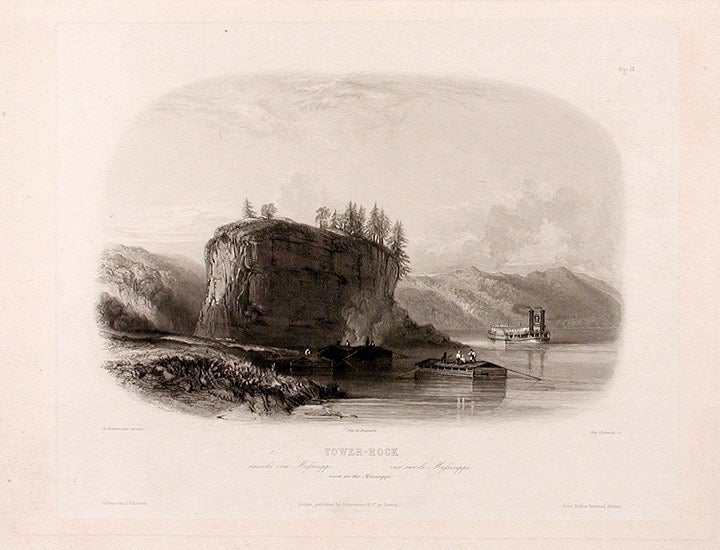 Item #15603 Tower-Rock view on the Mississippi. Karl BODMER.