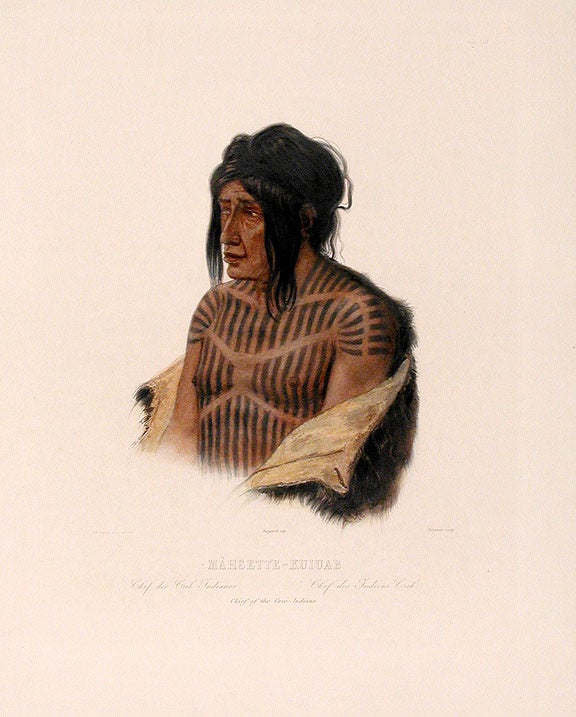 Item #15645 Mähsette-Kuiuab Chief of the Cree-Indians. Karl BODMER.