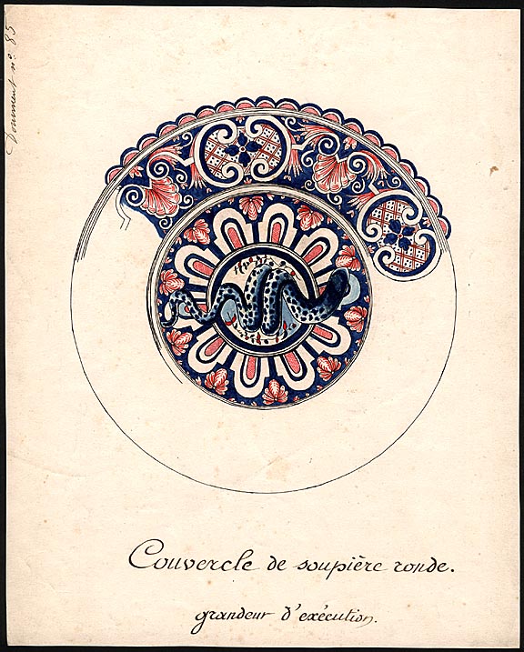 Item #15902 An original design for the lid of a porcelain bowl. SAMSON, CO, designers.