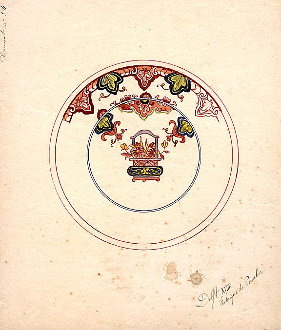 Item #15908 An original design for a porcelain plate. SAMSON, CO, designers.
