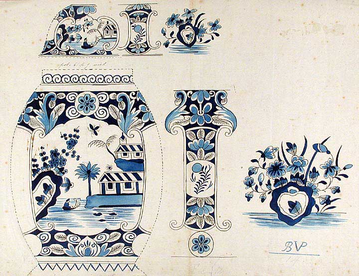 Item #15916 An original design for a porcelain vase. SAMSON, CO, designers.
