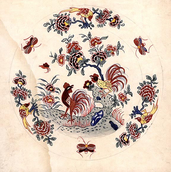 Item #15919 An original design for a porcelain plate. SAMSON, CO, designers.