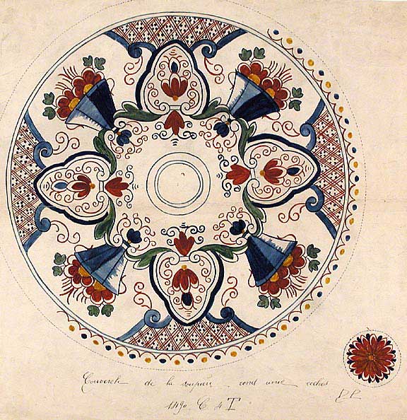 Item #15929 An original design for a porcelain plate. SAMSON, CO, designers.