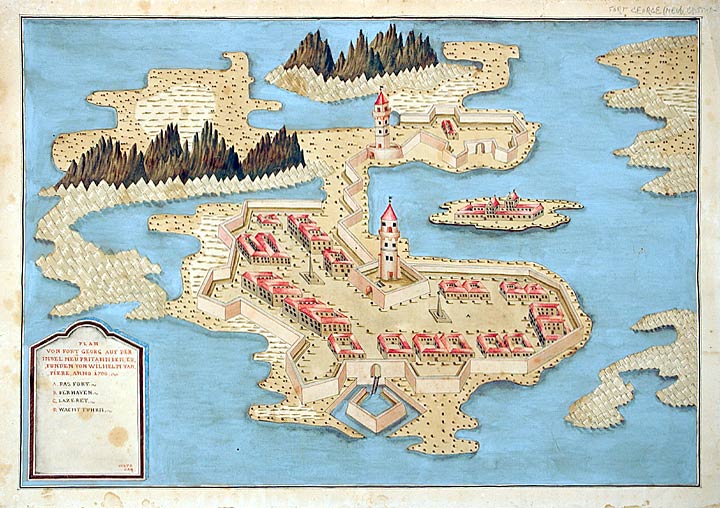 Item #16110 [Plan of Fort George on the Island of New Britain] Plan von Fort Georg auf der insel New Britannien, er Funden von Whilhem Dampiere, anno 1700. C. COLTZ.