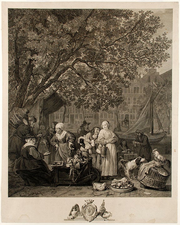 Item #16146 Le Marche aux herbes á Amsterdam / (The Herb Market in Amsterdam). François Anne after Gabriel METZU DAVID.