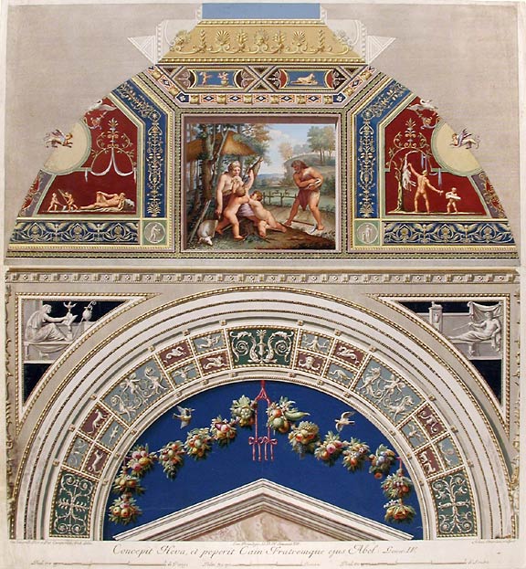 Item #17011 [Eve Conceived Cain and his brother Abel] Concepit Heva, et peperit Cain Frantremque ejus Abel. RAPHAEL. Raffaello Sanzio d'Urbino.