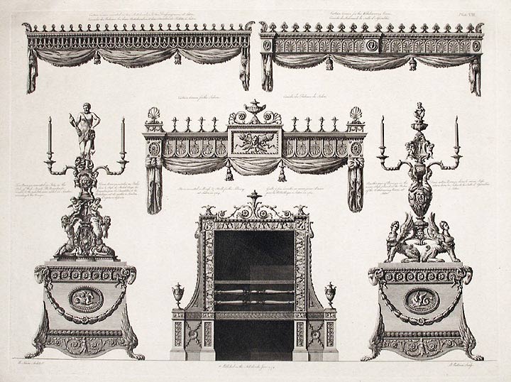 Item #17116 Designs for the Chimney Piece and Curtain Cornice at Sutton Park. After Robert ADAM, James ADAM, d.1794.