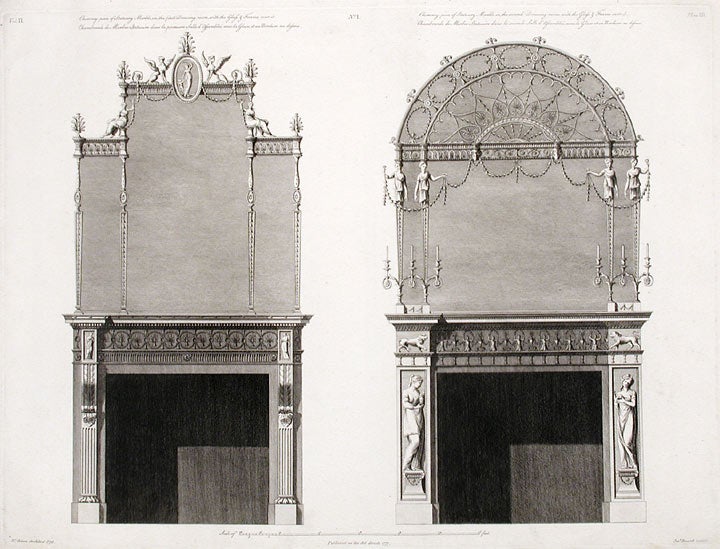 Item #17123 Two Chimney-pieces in the First and Second Withdrawing-rooms, with Glass Frames over them. After Robert ADAM, James ADAM, d.1794.