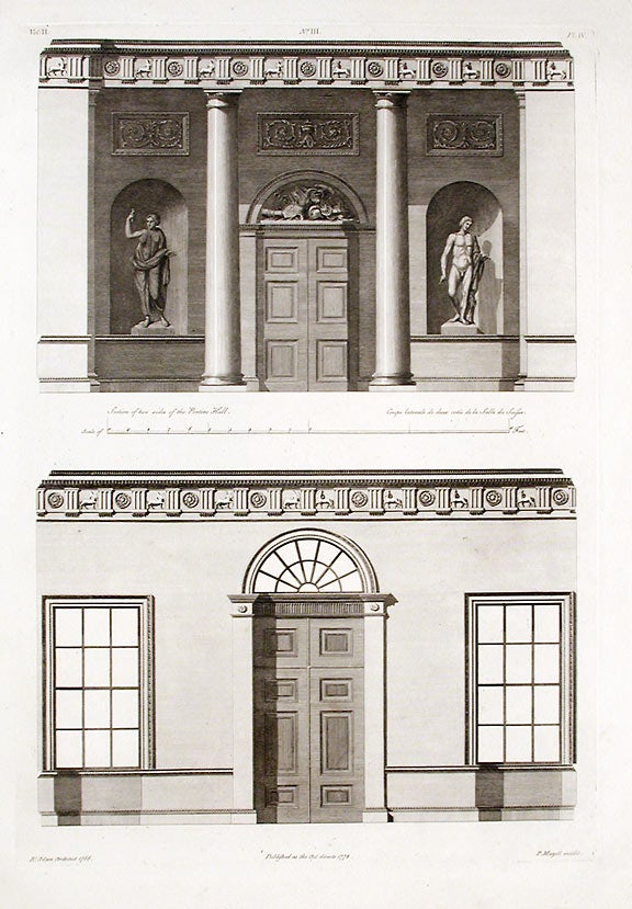 Item #17136 Section of Two Sides of the Porter's Hall. After Robert ADAM, James ADAM, d.1794.