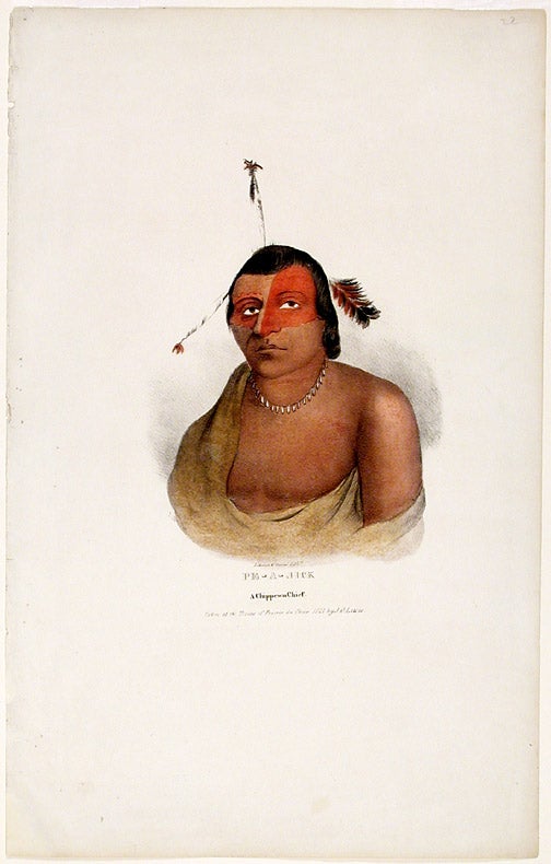 Item #17737 Pe-A-Jick A Chippewa Chief. Taken at the Treaty of Prairie du Chien 1825 by J. O. Lewis. After James Otto LEWIS.