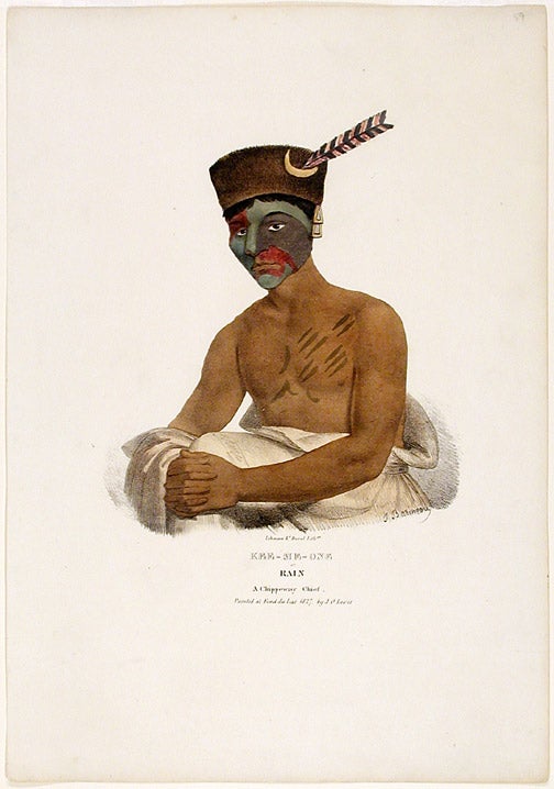 Item #17739 Kee-Me-One or Rain A Chippeway Chief. Painted at Fond du Lac 1827 by J. O. Lewis. After James Otto LEWIS.