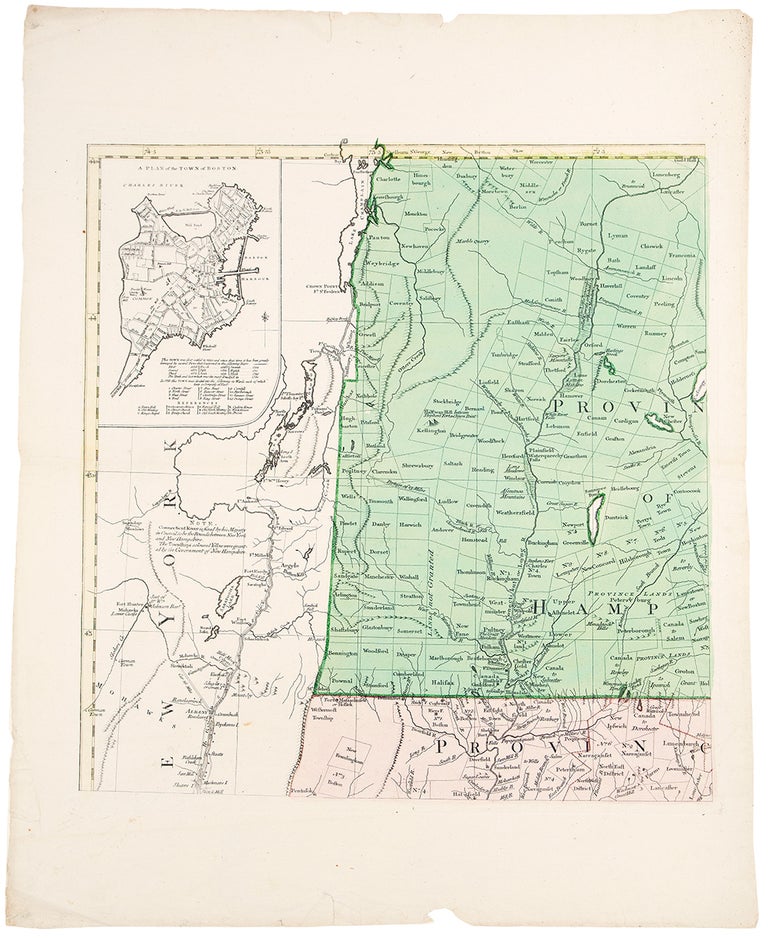 Item #19102 A Map of the most Inhabited part of New England containing the Provinces of Massachusets Bay and New Hampshire, with the Colonies of Connecticut and Rhode Island, Divided into Counties and Townships. The whole composed from Actual Surveys and its Situation adjusted by Astronomical Observations. Braddock MEAD, alias John Green.