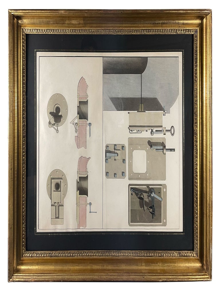 Item #19233 [Original pen, ink and watercolour drawing of a Detonator and Muzzle for an Underwater Cannon]. Robert FULTON.