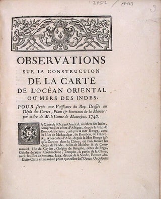 Item #19463 Observations sur la Construction de la Carte de l'Océan Oriental ou Mers de Indes,...