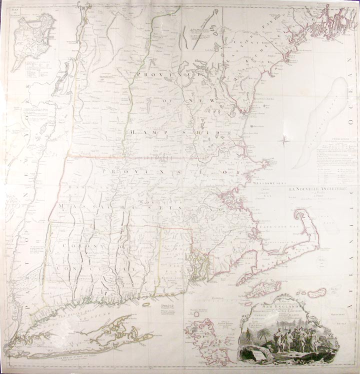 Item #19735 A Map of the most Inhabited part of New England containing the Provinces of Massachusets Bay and New Hampshire, with the Colonies of Conecticut and Rhode Island, Divided into Counties and Townships: The whole composed from Actual Surveys and its Situation adjusted by Astronomical Observations. Braddock MEAD, alias John GREEN, and Georges Louis LE ROUGE, c.