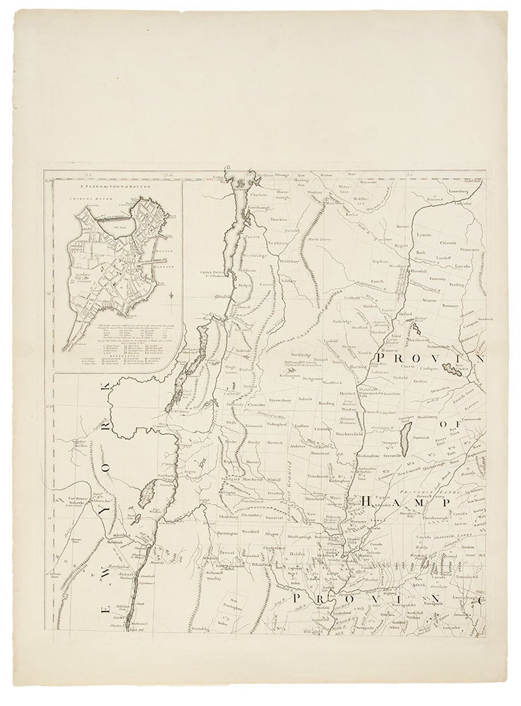 Item #19736 A Map of the most Inhabited part of New England containing the Provinces of Massachusets Bay and New Hampshire, with the Colonies of Conecticut and Rhode Island, Divided into Counties and Townships: The whole composed from Actual Surveys and its Situation adjusted by Astronomical Observations. Braddock MEAD, alias John GREEN, c.