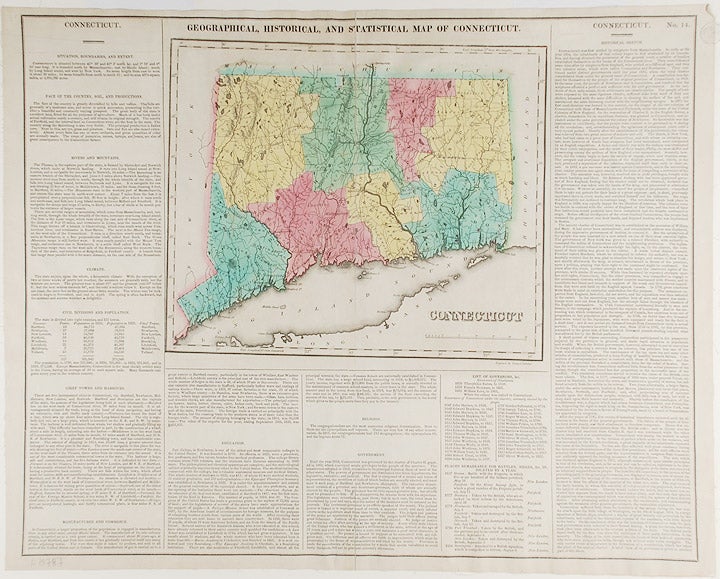 Item #19787 Connecticut. Geographical, Historic and Statistical Map of Connecticut. Henry Charles CAREY, Isaac LEA, publishers.