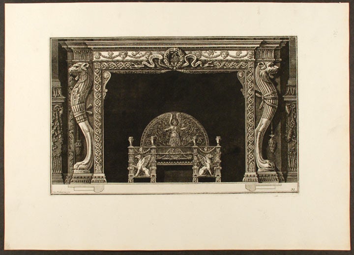 Item #20510 [Plate of an neo-Classical fireplace, from "Diverse maniere d'adornare i cammini ed ogni altra parte degli edifizi" Giovanni Battista PIRANESI.