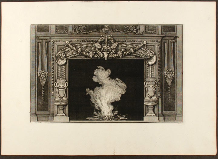Item #20516 [Plate of an neo-Classical fireplace, from "Diverse maniere d'adornare i cammini ed ogni altra parte degli edifizi" Giovanni Battista PIRANESI.