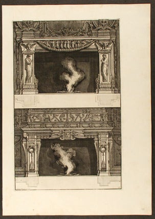 Item #20519 [Plate of two neo-Classical fireplaces, from "Diverse maniere d'adornare i...