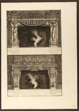 Item #20519 [Plate of two neo-Classical fireplaces, from "Diverse maniere d'adornare i cammini ed...