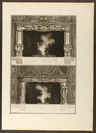 Item #20520 [Plate of two neo-Classical fireplaces, from "Diverse maniere d'adornare i...