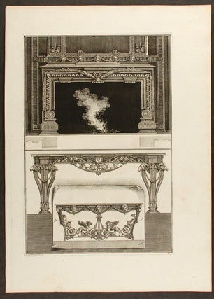 Item #20521 [Plate of neo-Classical designs for one fireplace and two console tables, from...