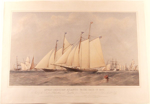 Item #21110 Anglo-American Atlantic yacht race of 1870. Start of the Yachts Dauntless and Cambria from Queenstown for New York on the 4th. July. Thomas Goldsworth DUTTON, after R. L. STOPFORD.