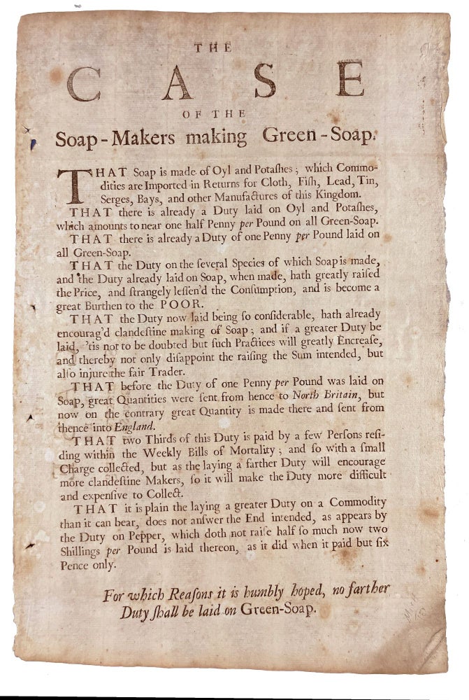Item #21213 The Case of the Soap-Makers Making Green-Soap [caption title]. SOAP.